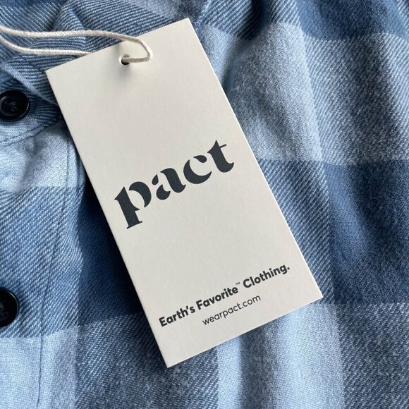 NEW Pact Organic Flannel Fireside Shirt Dress Buffalo Check Blue Size Medium NWT - Picture 5 of 6